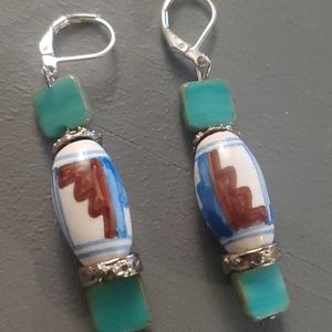 Native American Hand painted Dangle Earrings